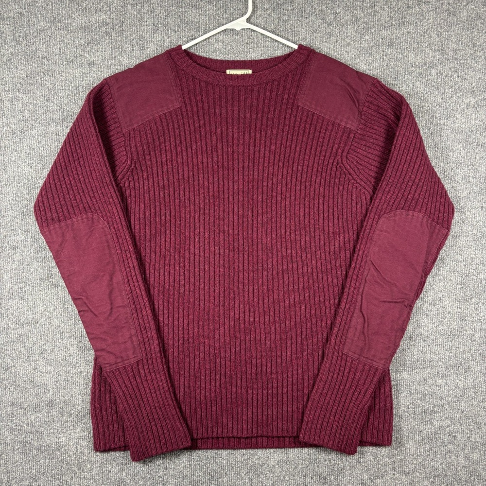 Vintage L.L.Bean Commando Sweater Mens XXL Burgundy Merino Wool Elbow Patches